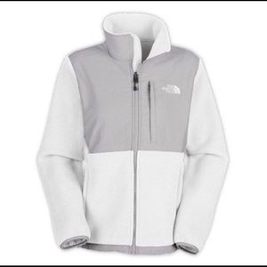 The north face grey and white denali jacket